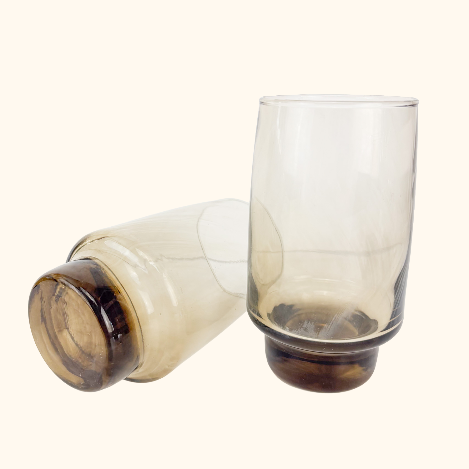 Mid Century Smoked Glass Libbey Tawney Tumbler Glasses - Set of 6 Libbey Tawney