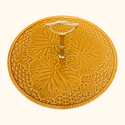 Gien France Ceramic Barbotine Leaf Cheese Platter Gien