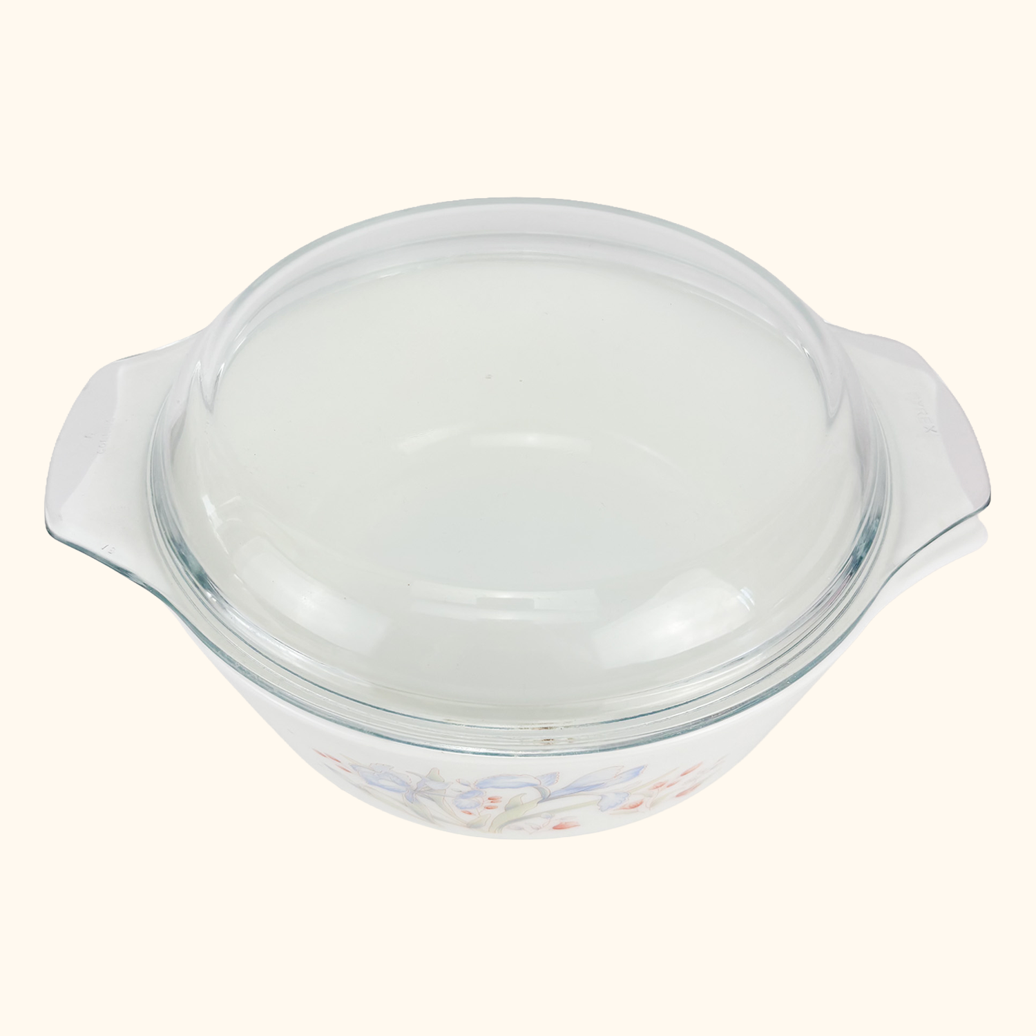 Pyrex Corning Blue Iris Casserole Dish Vintage 1970s Pyrex Corning