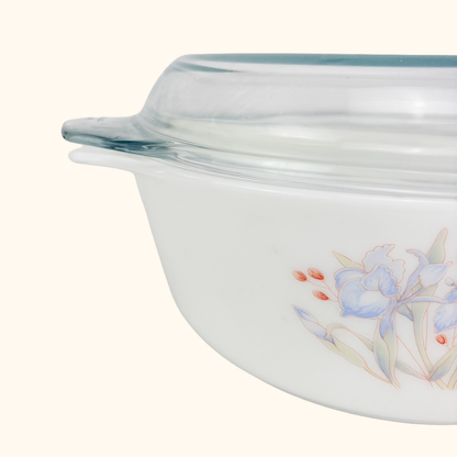 Pyrex Corning Blue Iris Casserole Dish Vintage 1970s Pyrex Corning