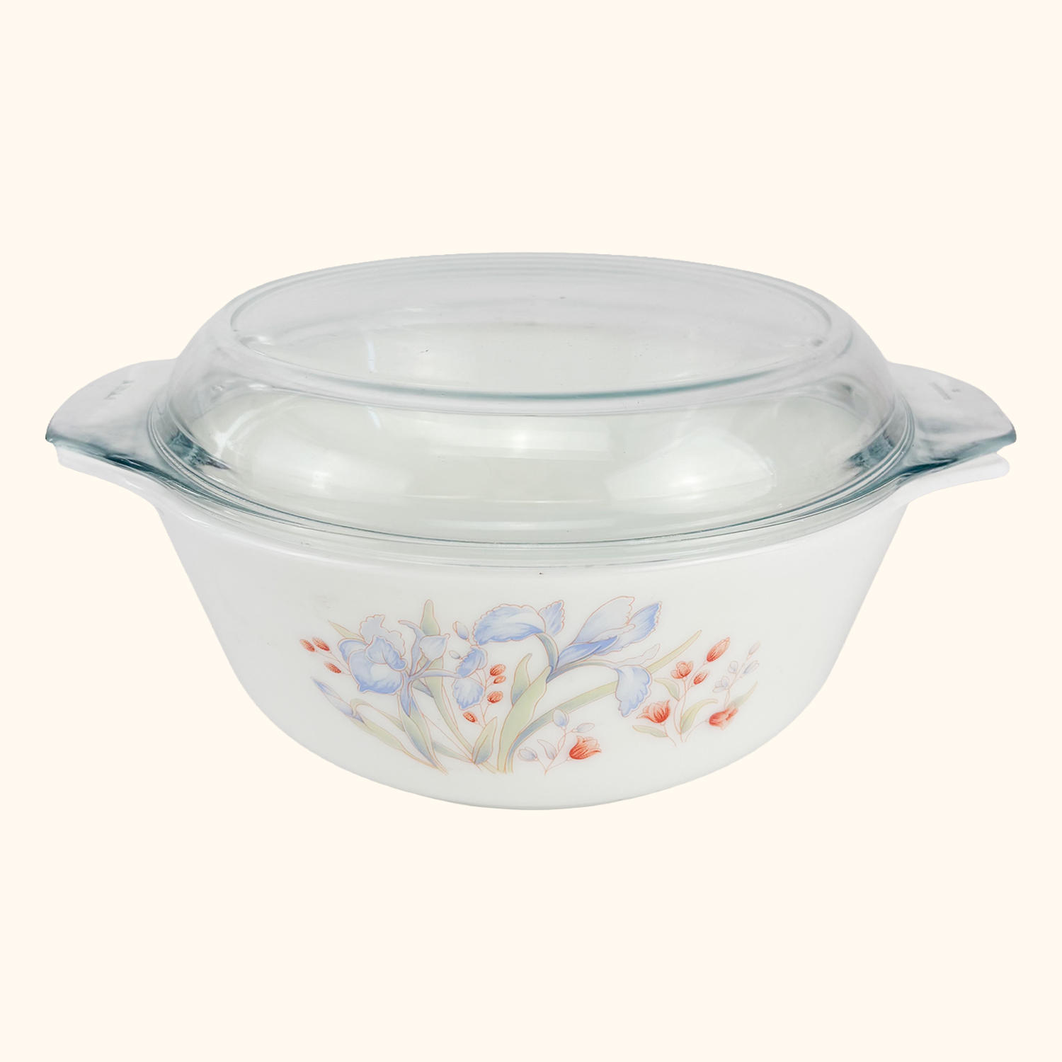 Pyrex Corning Blue Iris Casserole Dish Vintage 1970s Pyrex Corning