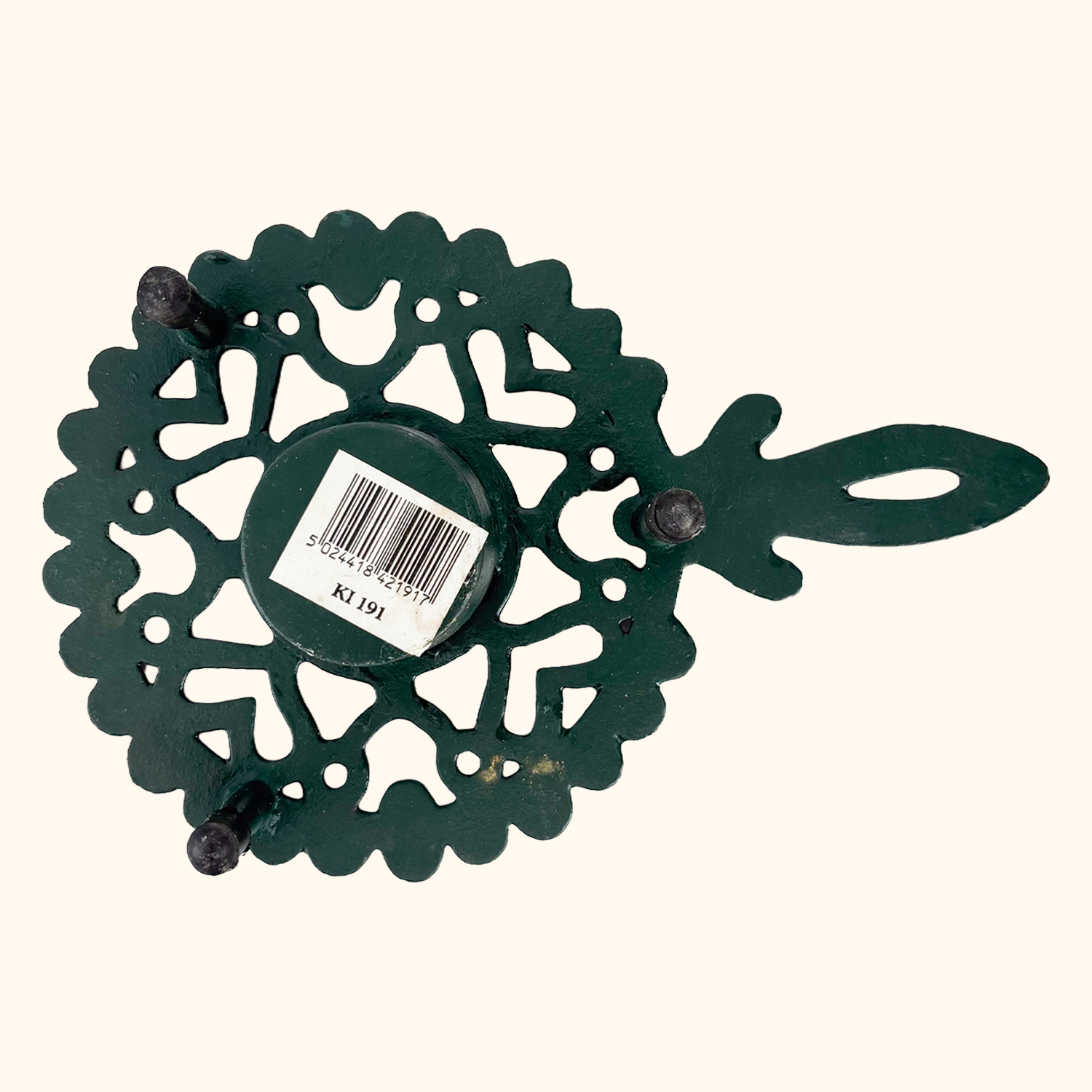 Dark Green Cast Iron Teapot Pan Warmer Tealight Holder Sunshine Thrift