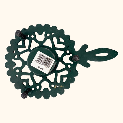 Dark Green Cast Iron Teapot Pan Warmer Tealight Holder Sunshine Thrift
