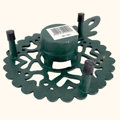 Dark Green Cast Iron Teapot Pan Warmer Tealight Holder Sunshine Thrift