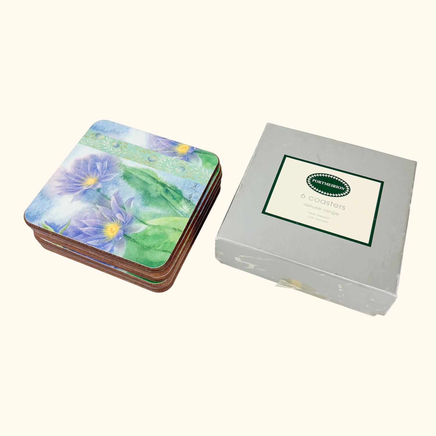 Portmeirion Petula Stone Waterlilies Coasters - Set of 6 Portmeirion