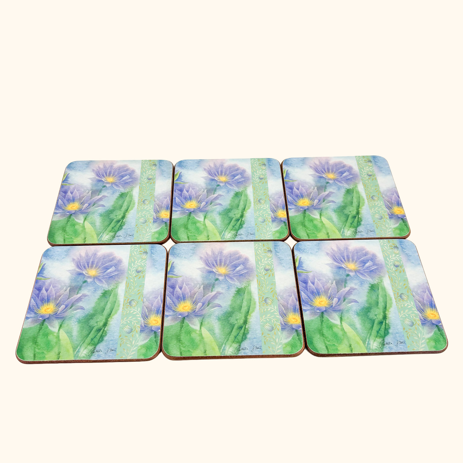 Portmeirion Petula Stone Waterlilies Coasters - Set of 6 Portmeirion