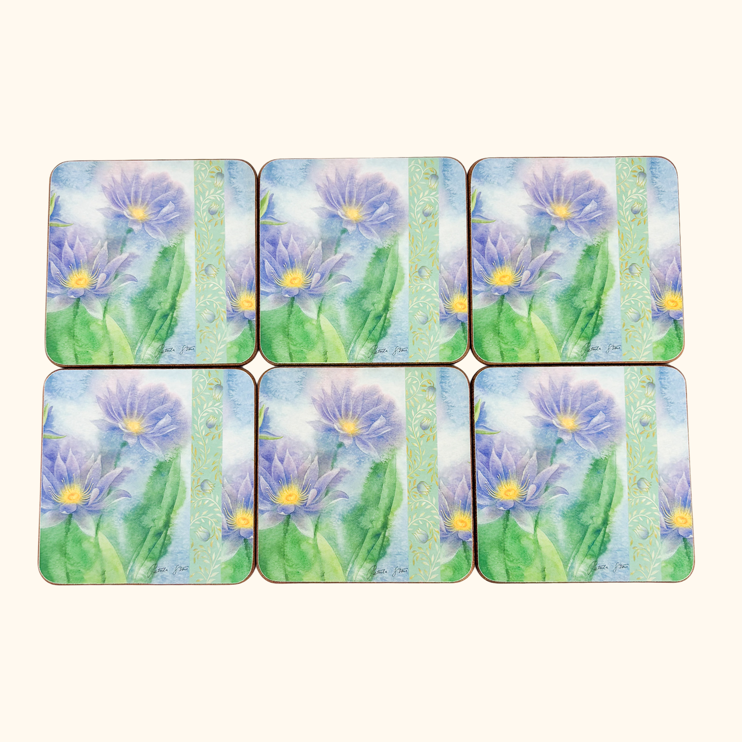 Portmeirion Petula Stone Waterlilies Coasters - Set of 6 Portmeirion