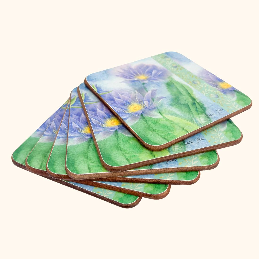 Portmeirion Petula Stone Waterlilies Coasters - Set of 6 Portmeirion