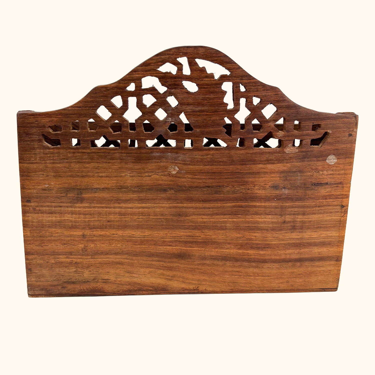 Hand Carved Walnut Letter Rack Brass Inlay Sunshine Thrift