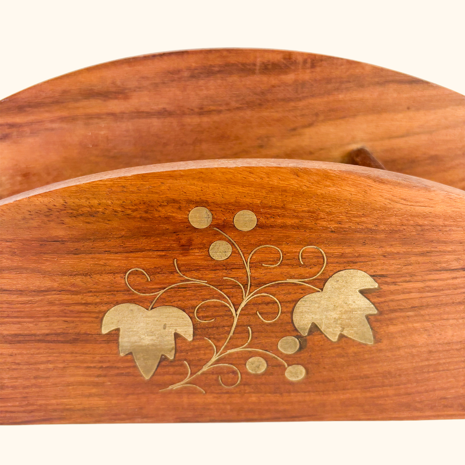 Small Walnut Desk Organiser Letter Rack Brass Inlay Sunshine Thrift