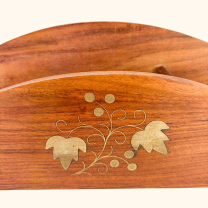Small Walnut Desk Organiser Letter Rack Brass Inlay Sunshine Thrift