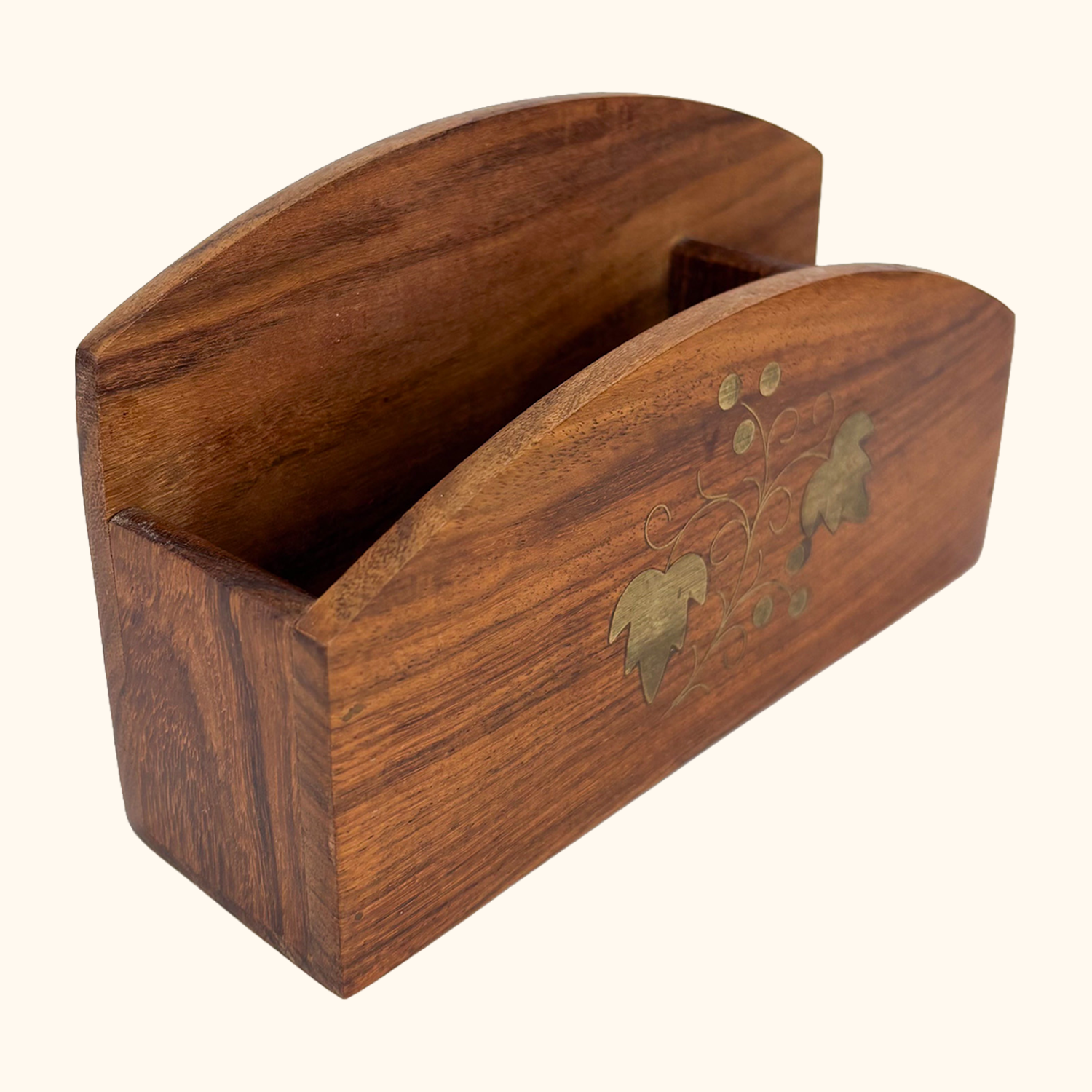 Small Walnut Desk Organiser Letter Rack Brass Inlay Sunshine Thrift