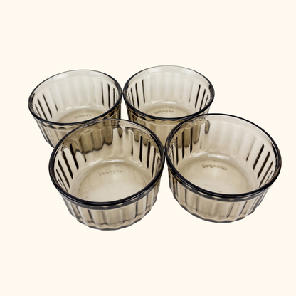 Arcopal France Smoked Glass Ramekin Bowls - Set of 4 Arcoroc