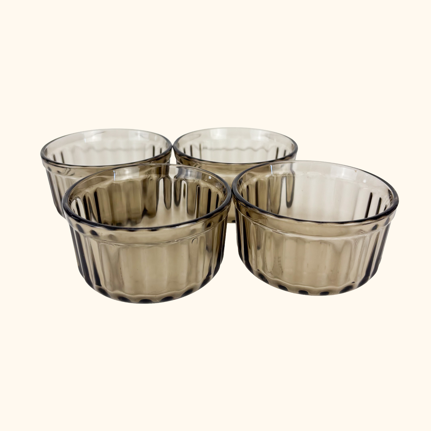 Arcopal France Smoked Glass Ramekin Bowls - Set of 4 Arcoroc