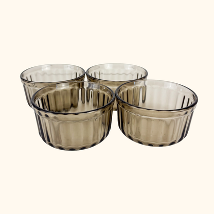 Arcopal France Smoked Glass Ramekin Bowls - Set of 4 Arcoroc