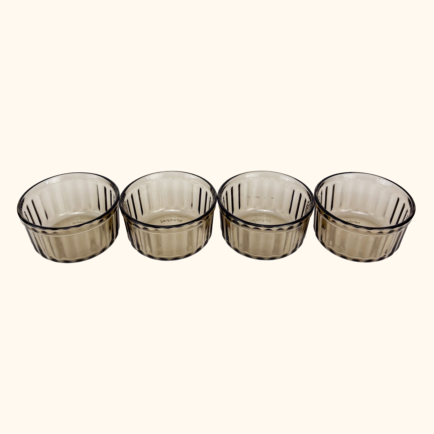 Arcopal France Smoked Glass Ramekin Bowls - Set of 4 Arcoroc