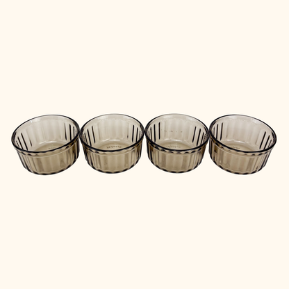 Arcopal France Smoked Glass Ramekin Bowls - Set of 4 Arcoroc