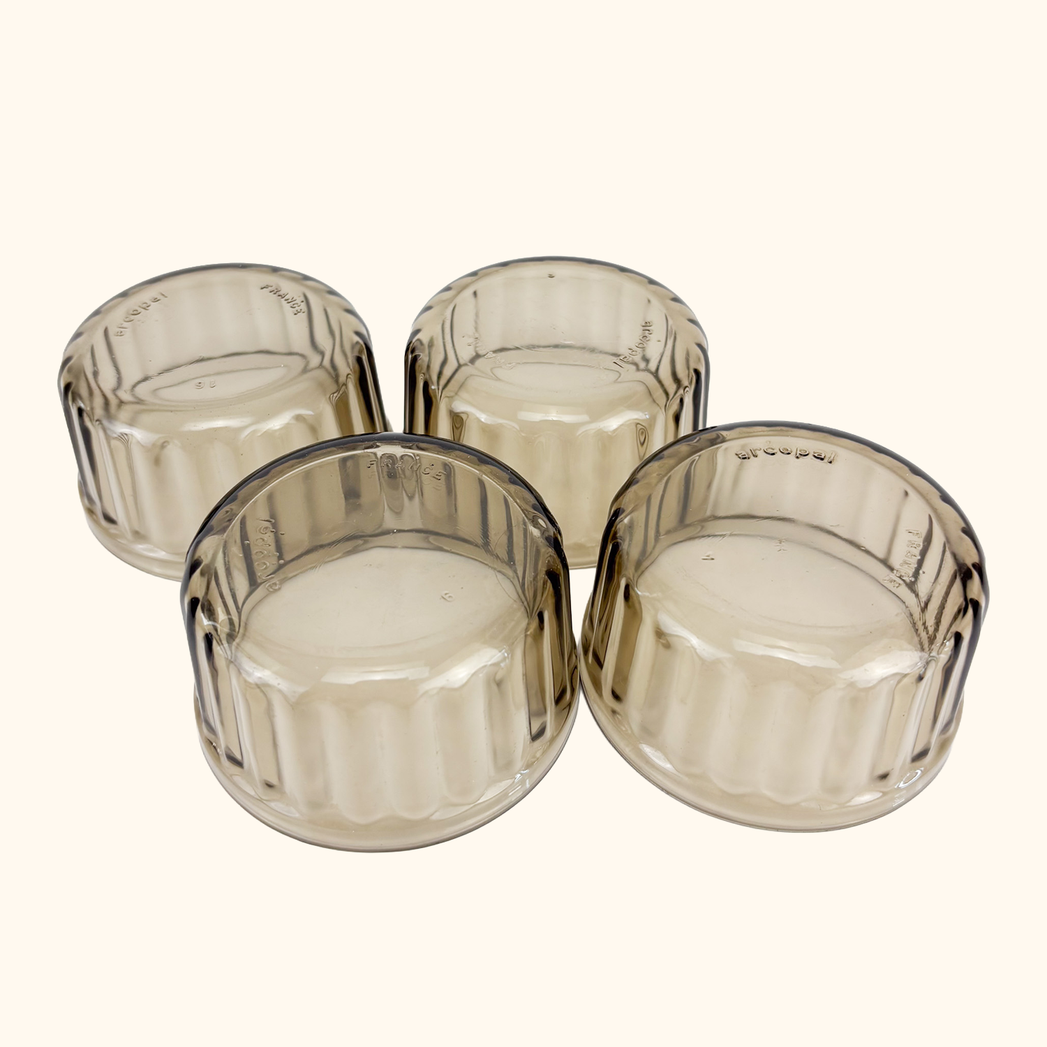 Arcopal France Smoked Glass Ramekin Bowls - Set of 4 Arcoroc