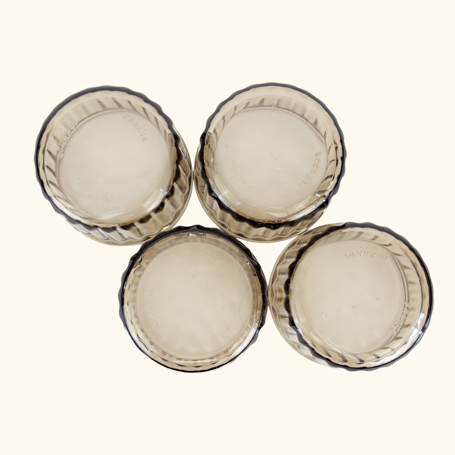 Arcopal France Smoked Glass Ramekin Bowls - Set of 4 Arcoroc