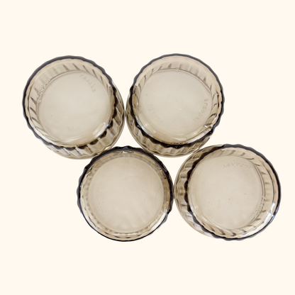 Arcopal France Smoked Glass Ramekin Bowls - Set of 4 Arcoroc