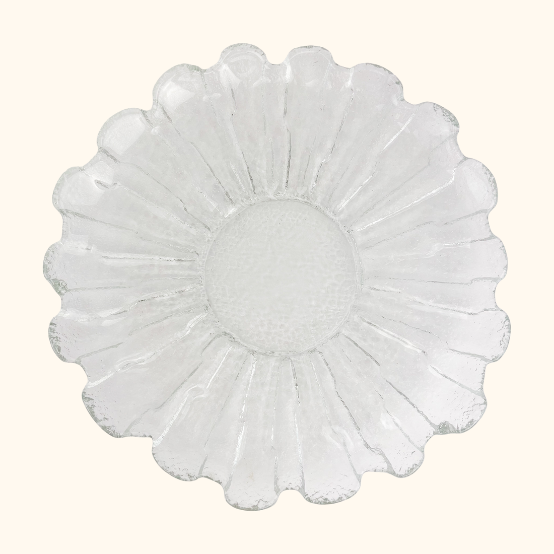Scandinavian Ice Glass Flower Serving Platter Sunshine Thrift