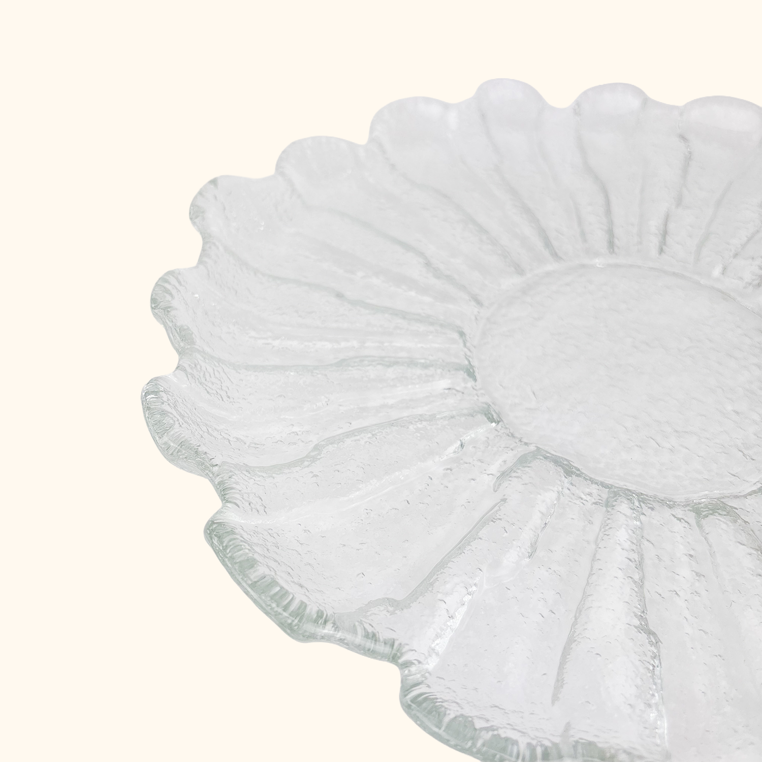 Scandinavian Ice Glass Flower Serving Platter Sunshine Thrift