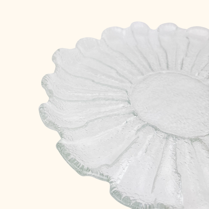 Scandinavian Ice Glass Flower Serving Platter Sunshine Thrift