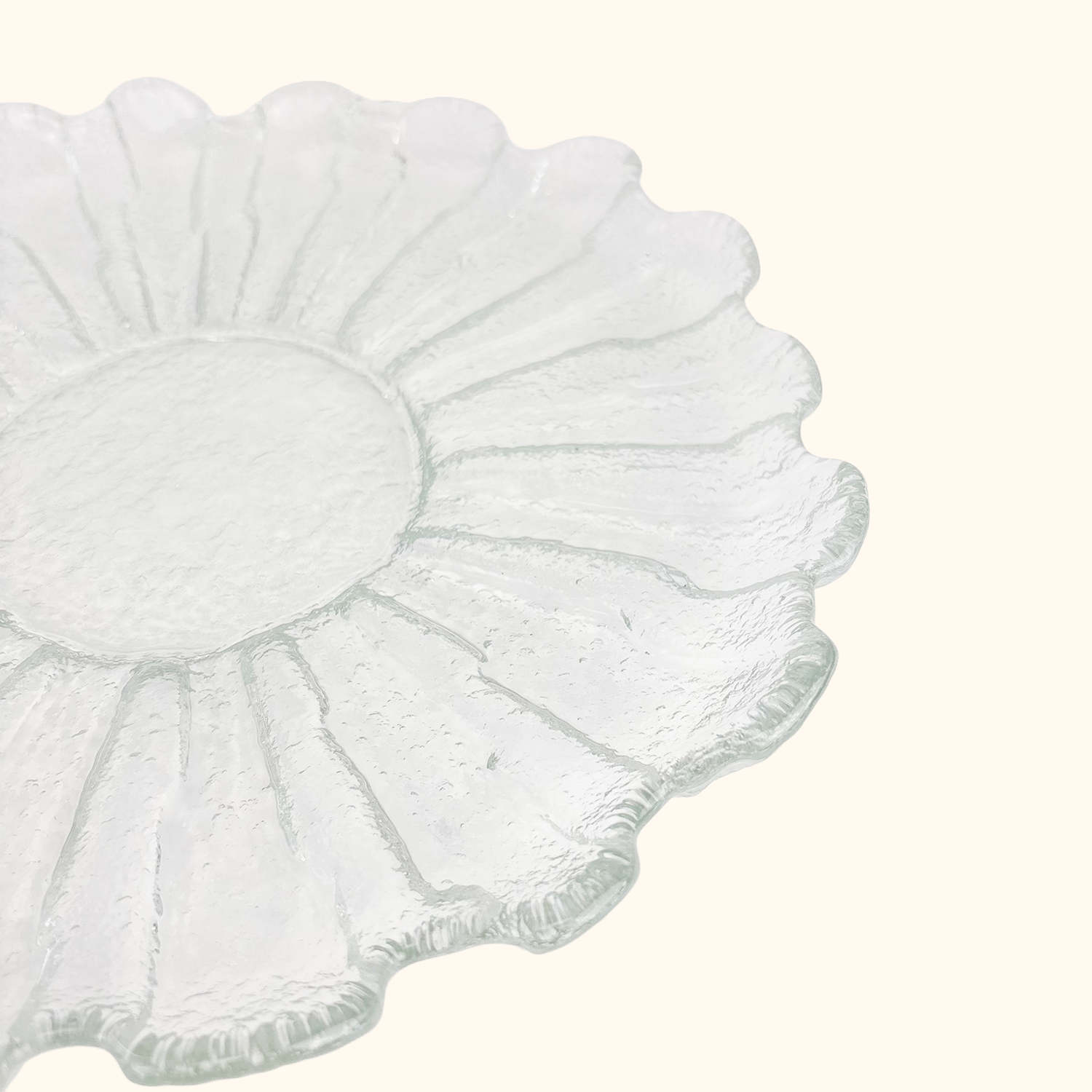 Scandinavian Ice Glass Flower Serving Platter Sunshine Thrift
