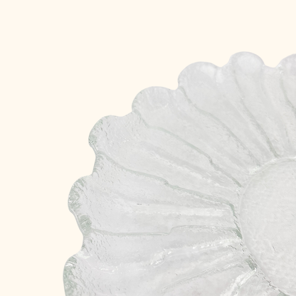 Scandinavian Ice Glass Flower Serving Platter Sunshine Thrift
