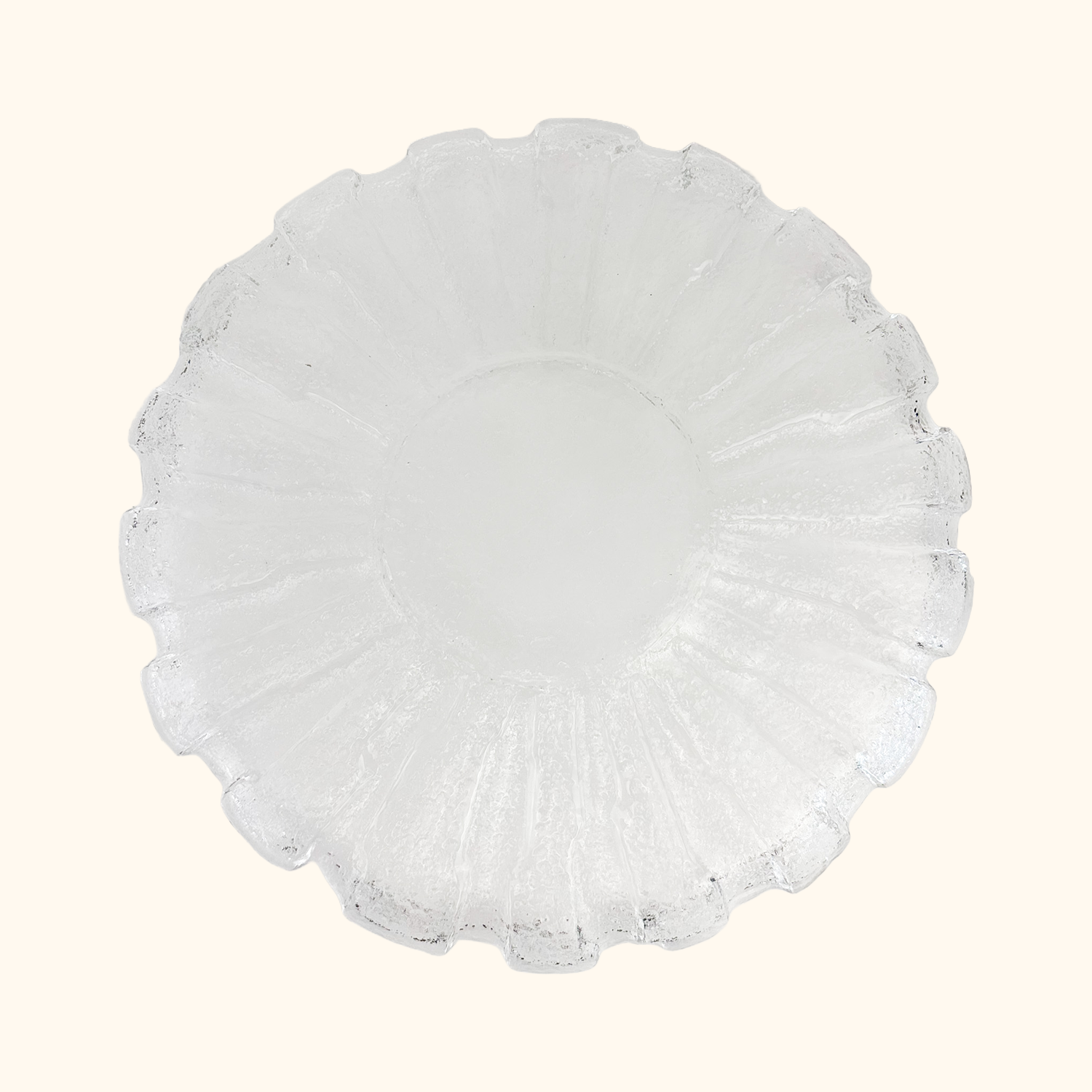 Scandinavian Ice Glass Flower Serving Platter Sunshine Thrift