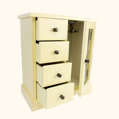 Cream Wood Jewellery Box Velvet Lined Sunshine Thrift