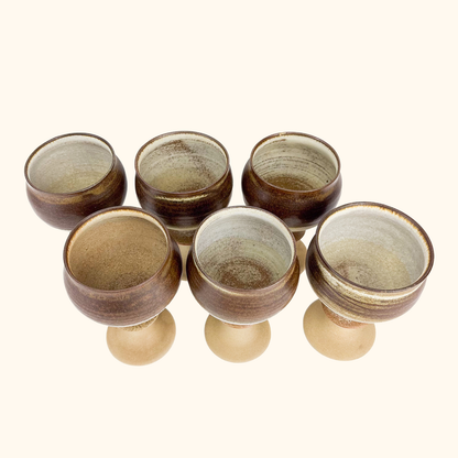 Studio Pottery Brown Stoneware Goblets - Set of 6 Sunshine Thrift