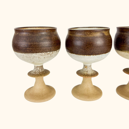 Studio Pottery Brown Stoneware Goblets - Set of 6 Sunshine Thrift
