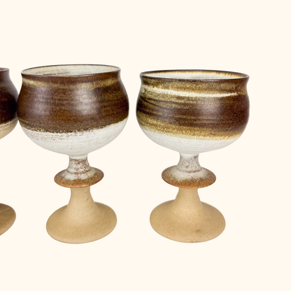 Studio Pottery Brown Stoneware Goblets - Set of 6 Sunshine Thrift