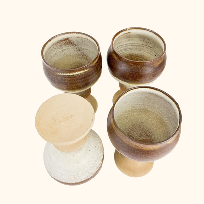 Studio Pottery Brown Stoneware Goblets - Set of 6 Sunshine Thrift