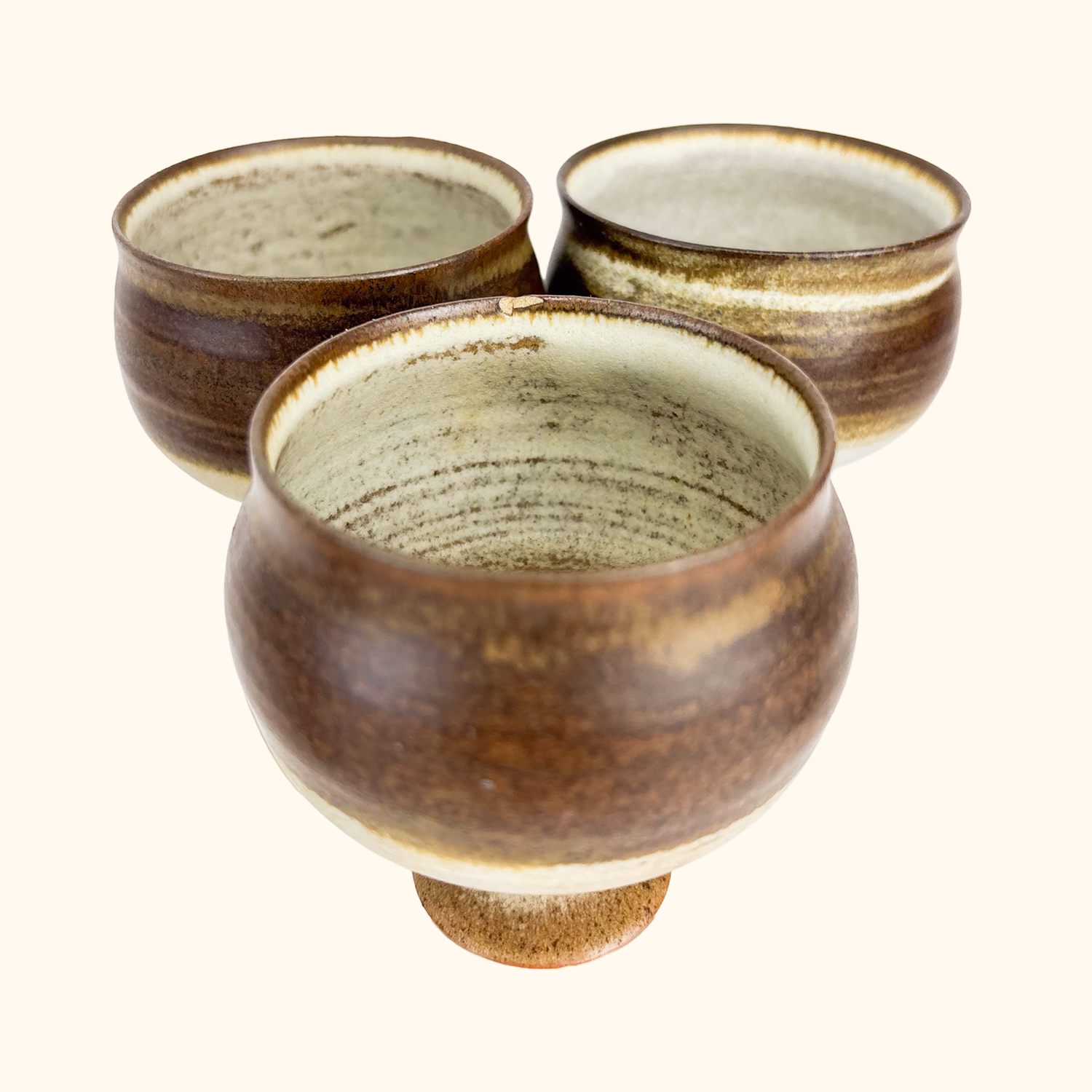 Studio Pottery Brown Stoneware Goblets - Set of 6 Sunshine Thrift