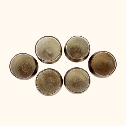 Studio Pottery Brown Stoneware Goblets - Set of 6 Sunshine Thrift