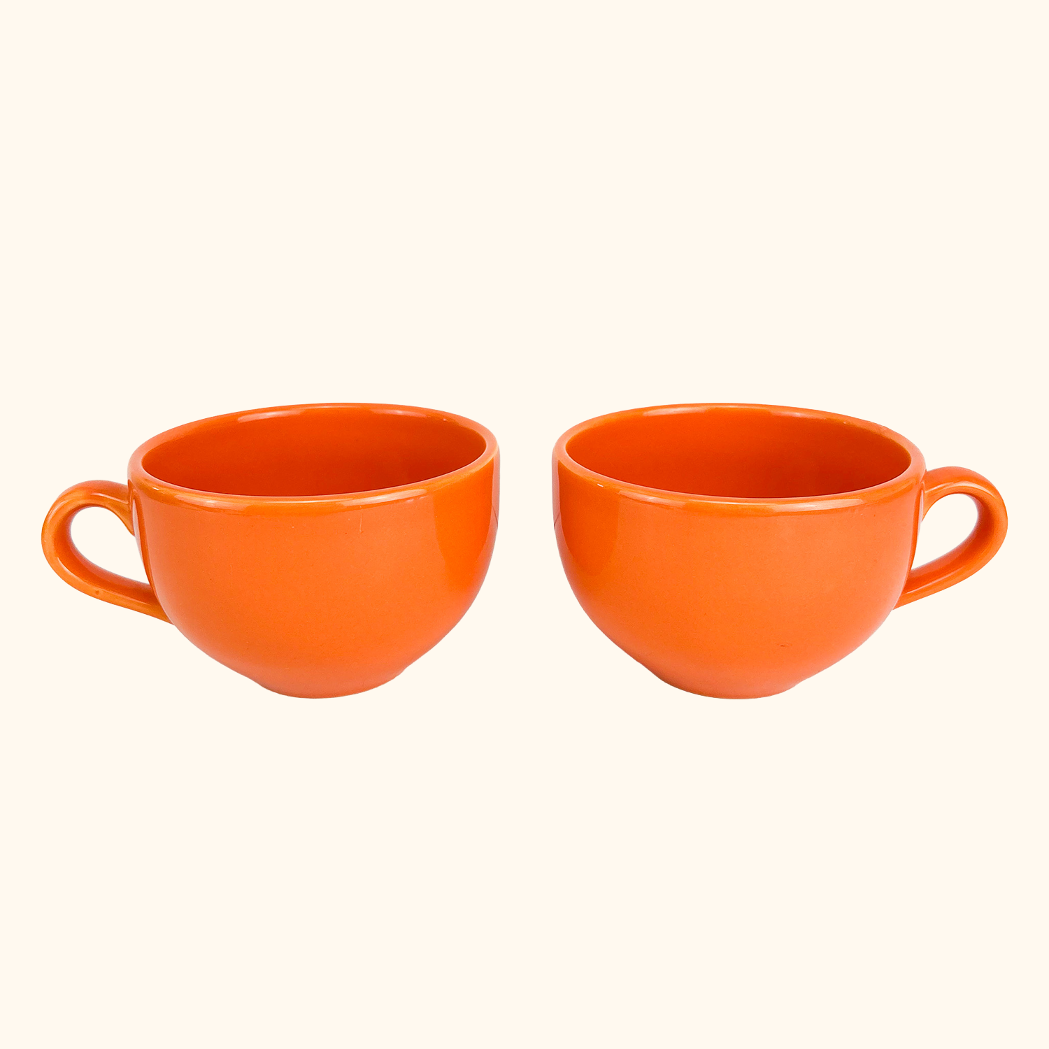 Tams Pottery Orange Large Coffee Mugs - Set of 2 Tams Pottery
