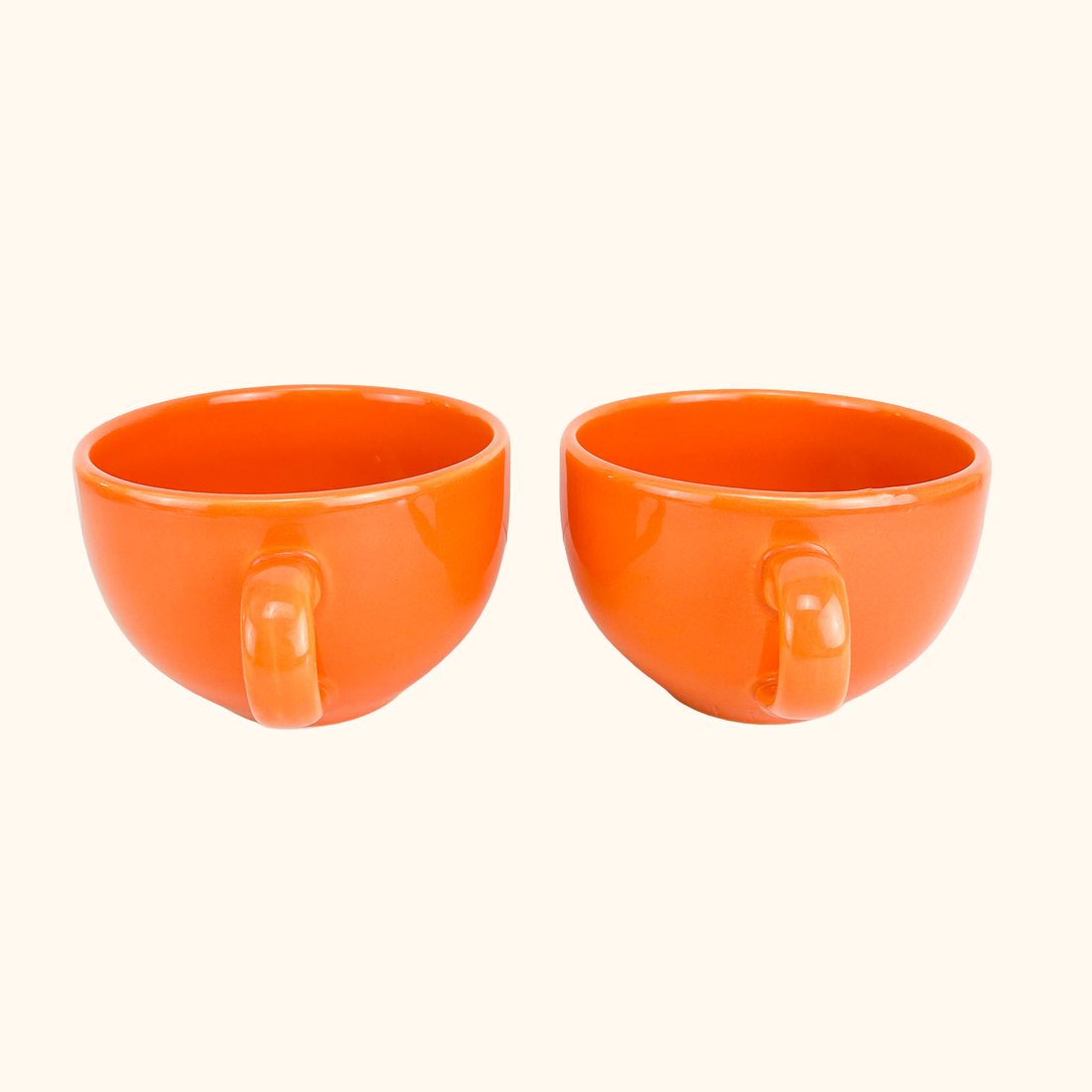 Tams Pottery Orange Large Coffee Mugs - Set of 2 Tams Pottery