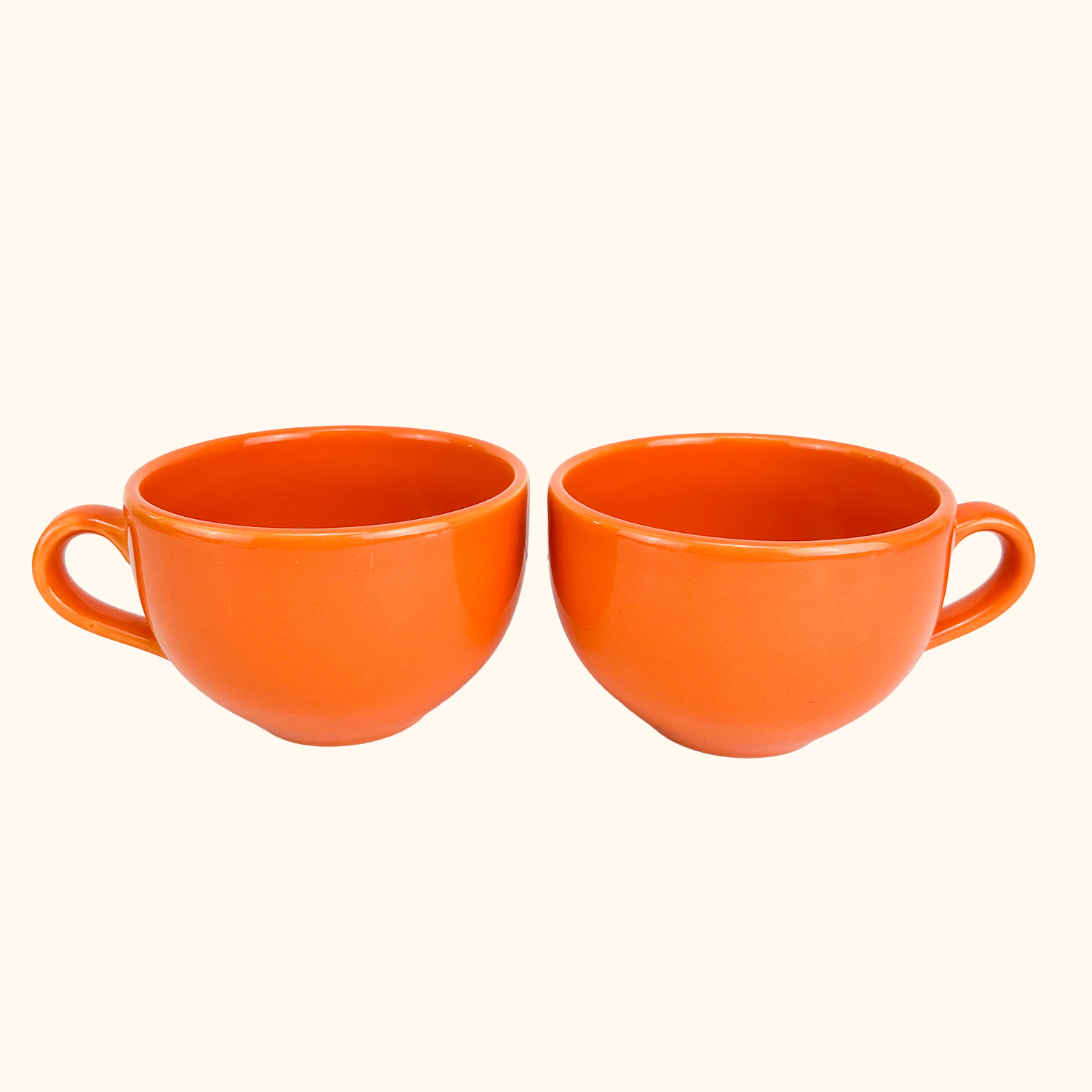 Tams Pottery Orange Large Coffee Mugs - Set of 2 Tams Pottery