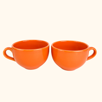 Tams Pottery Orange Large Coffee Mugs - Set of 2 Tams Pottery