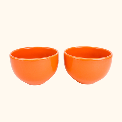 Tams Pottery Orange Large Coffee Mugs - Set of 2 Tams Pottery