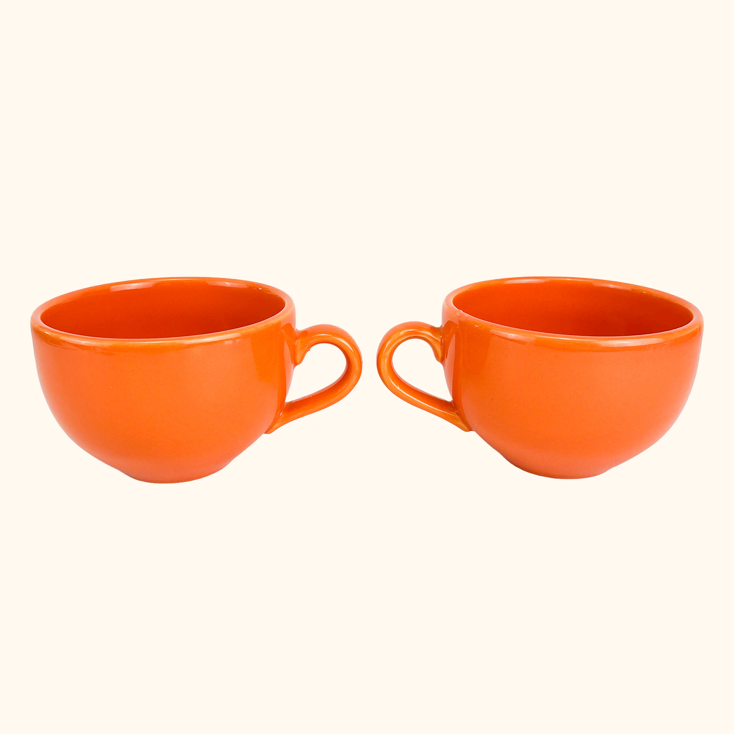 Tams Pottery Orange Large Coffee Mugs - Set of 2 Tams Pottery
