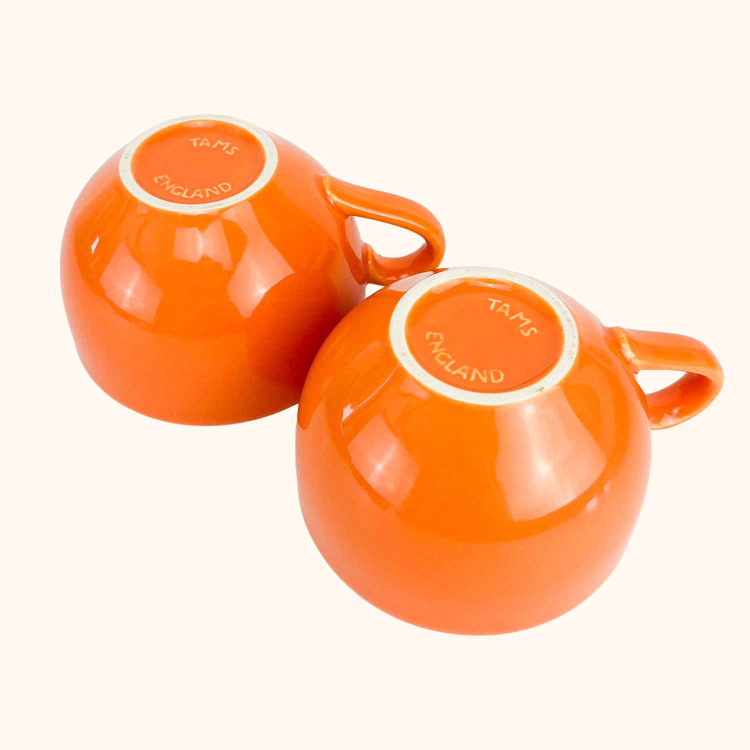 Tams Pottery Orange Large Coffee Mugs - Set of 2 Tams Pottery
