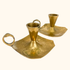 Solid Brass Finger Loop Candlestick Holder Drip Plate - Set of 2 Sunshine Thrift