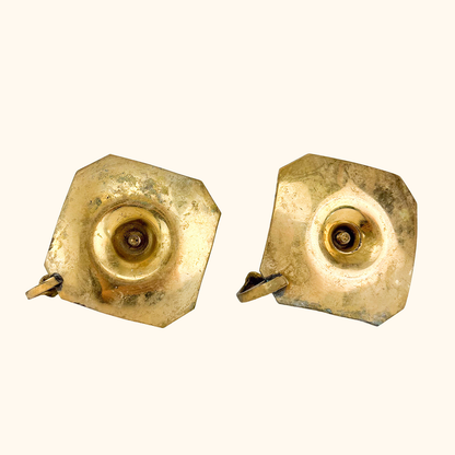 Solid Brass Finger Loop Candlestick Holder Drip Plate - Set of 2 Sunshine Thrift
