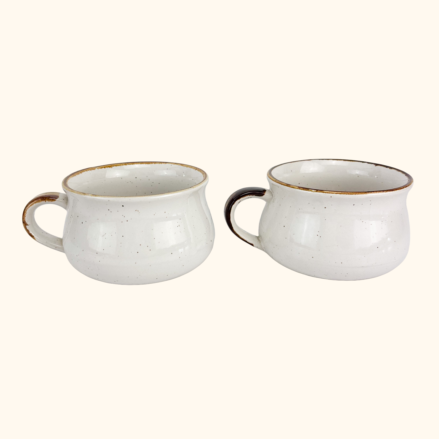 Vintage 1970s Soup Mugs Mushroom Oxtail Soup - Set of 2 Sunshine Thrift