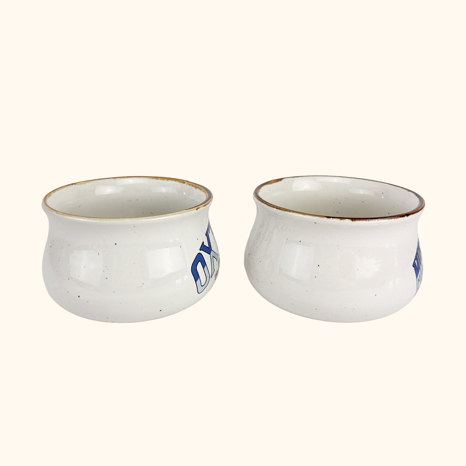 Vintage 1970s Soup Mugs Mushroom Oxtail Soup - Set of 2 Sunshine Thrift