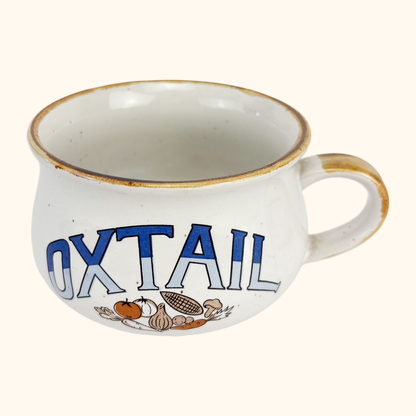 Vintage 1970s Soup Mugs Mushroom Oxtail Soup - Set of 2 Sunshine Thrift