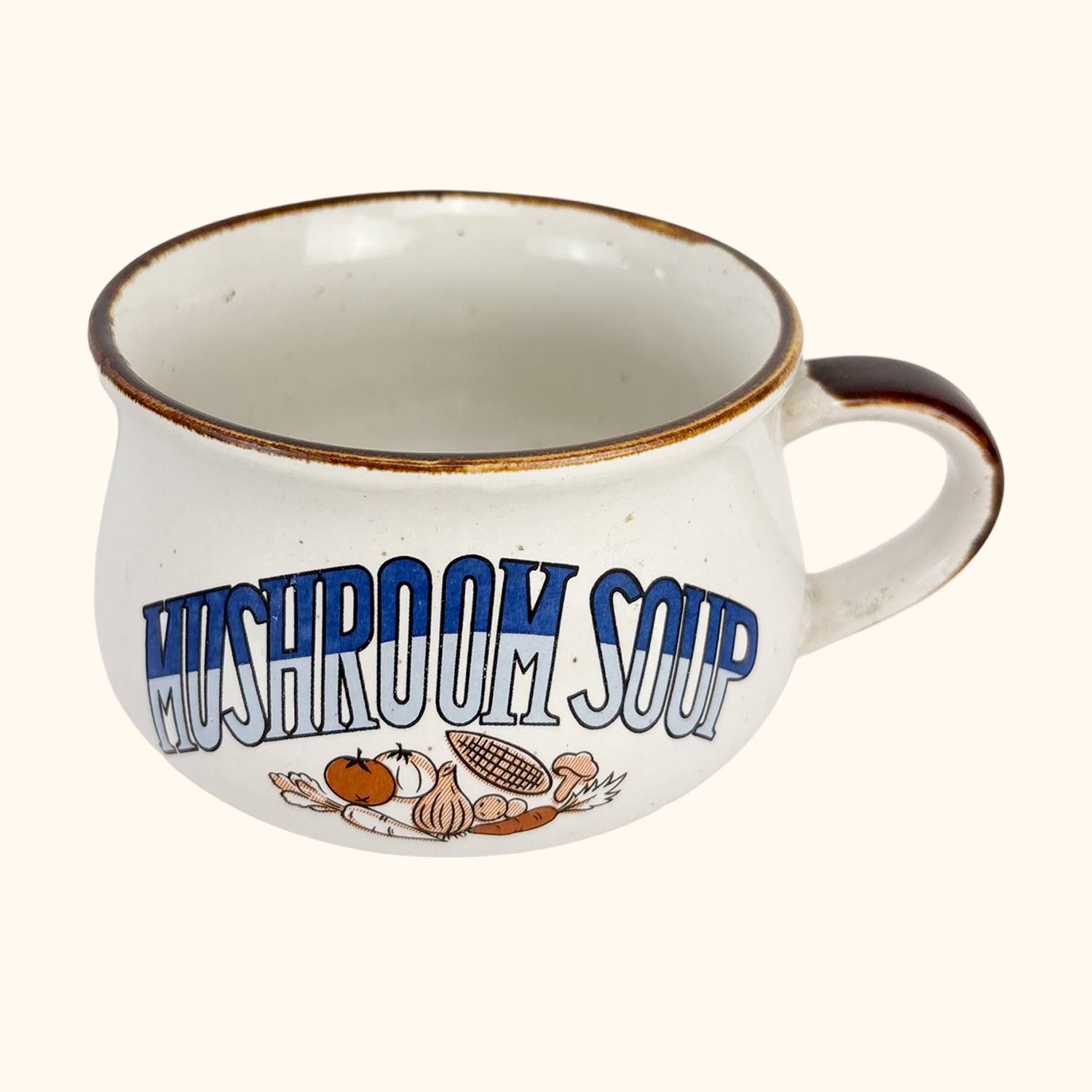 Vintage 1970s Soup Mugs Mushroom Oxtail Soup - Set of 2 Sunshine Thrift